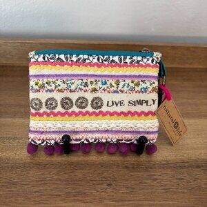 Natural Life "Live Simply" Colorful Canvas ID Coin Purse New with Tag